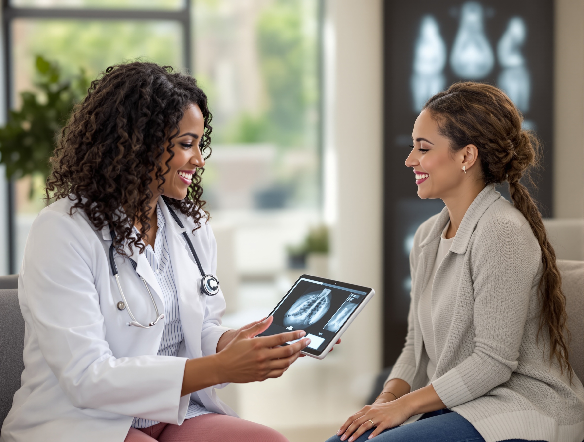 cmAngio AI Interface showing mammogram BAC detection and localization